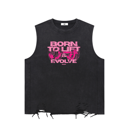 BORN TO LIFT PINK MUSCLE TEE