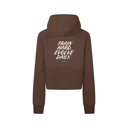Women's Evolve Daily Cropped Zip Hoodie - White Lettered Edition