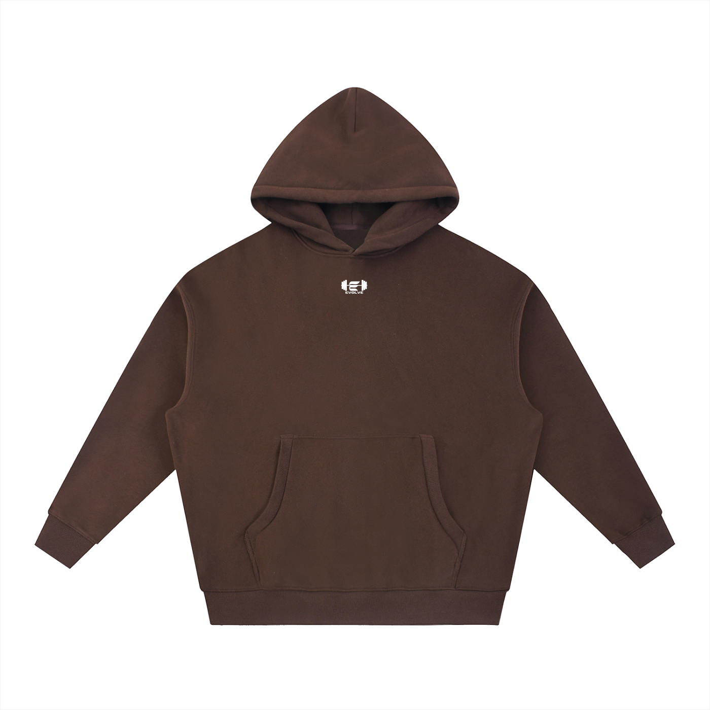 Evolve Essential Brown Oversized Boxy Fit Fleece Hoodie
