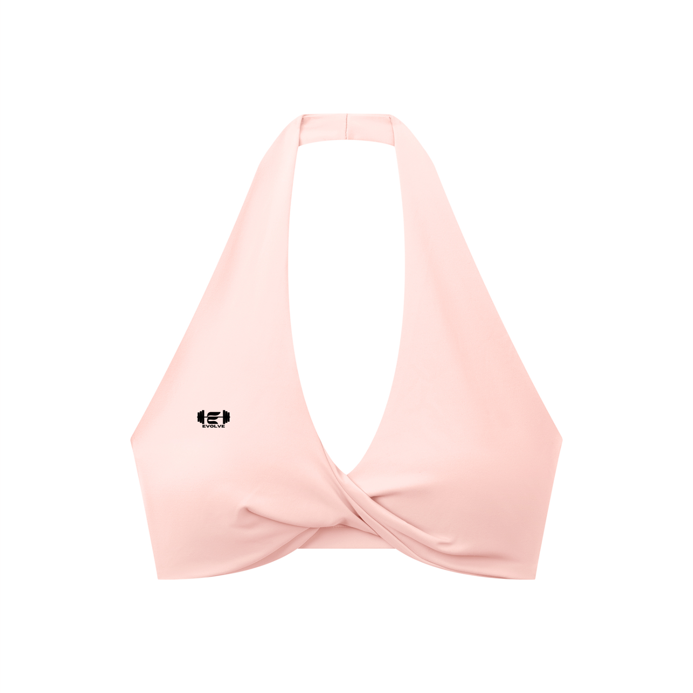 Pleated Color Halter Sports Bra