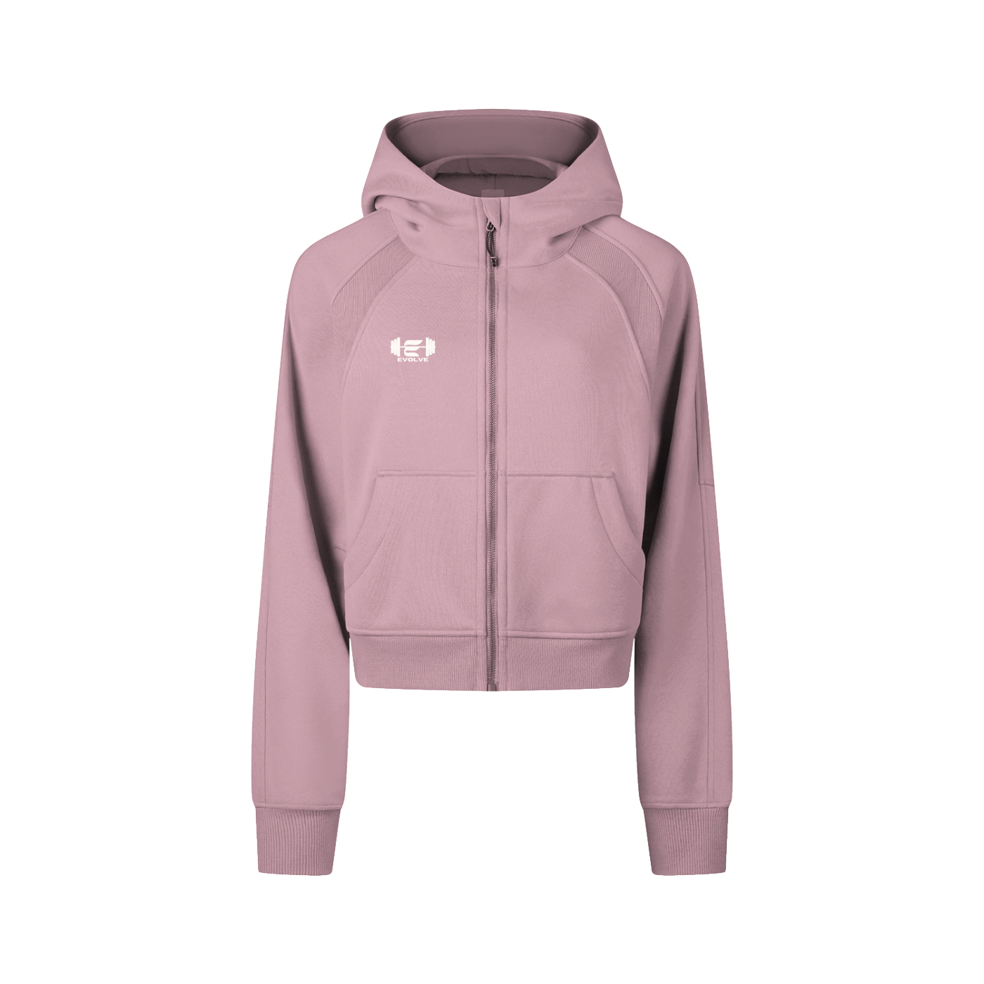 Evolve Daily Cropped Zip Hoodie - White Lettered Edition