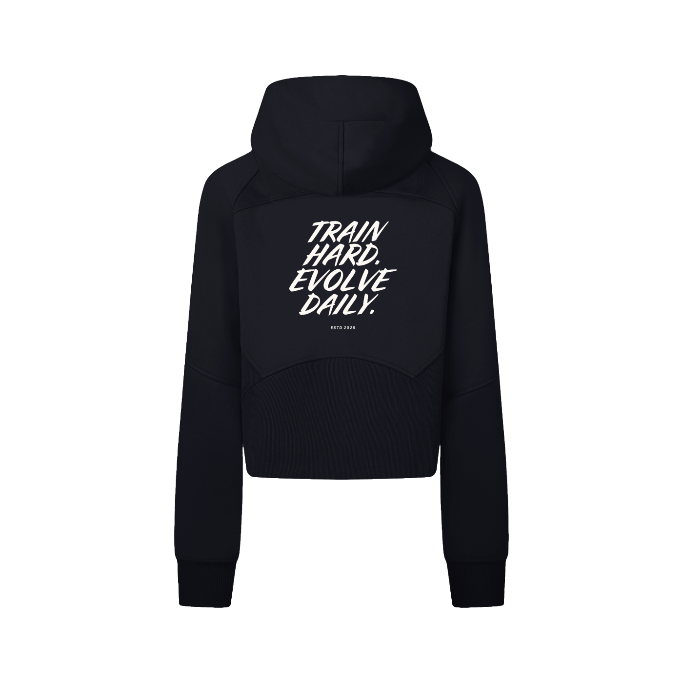 Evolve Daily Cropped Zip Hoodie - White Lettered Edition