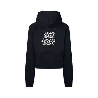 Women's Evolve Daily Cropped Zip Hoodie - White Lettered Edition
