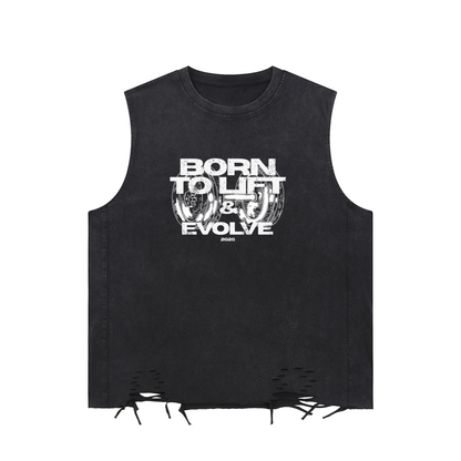 BORN TO LIFT WHITE MUSCLE TEE