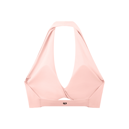 Pleated Color Halter Sports Bra