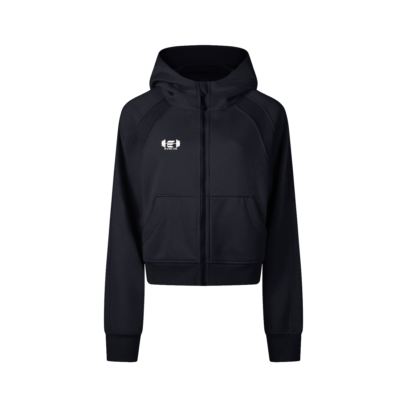 Evolve Daily Cropped Zip Hoodie - White Lettered Edition