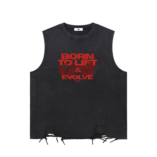 BORN TO LIFT RED MUSCLE TEE