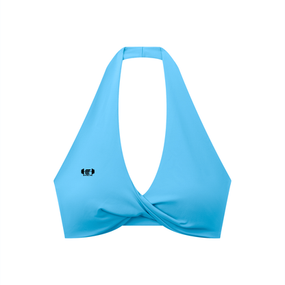 Pleated Color Halter Sports Bra
