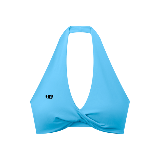 Pleated Color Halter Sports Bra