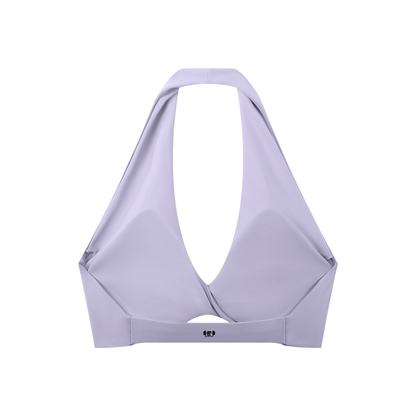 Pleated Color Halter Sports Bra