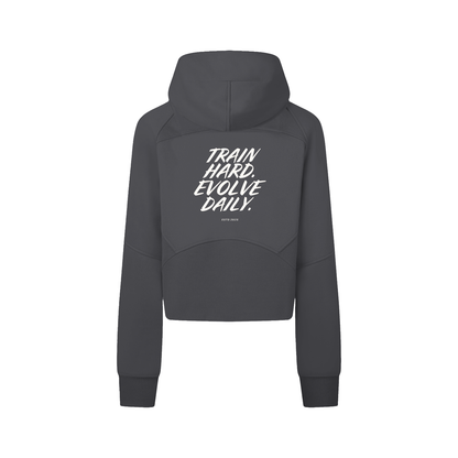 Women's Evolve Daily Cropped Zip Hoodie - White Lettered Edition