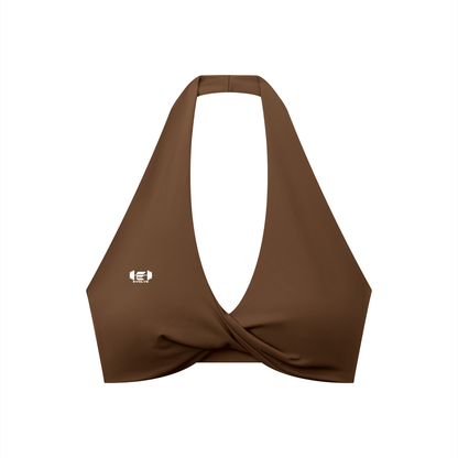 Dark Pleated Halter Sports Bra