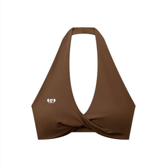 Dark Pleated Halter Sports Bra