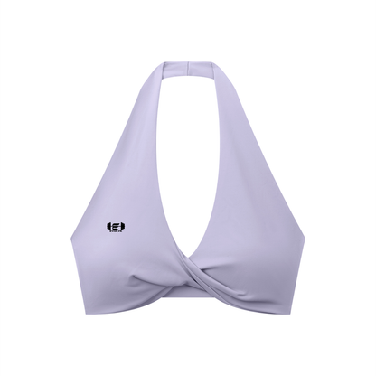 Pleated Color Halter Sports Bra