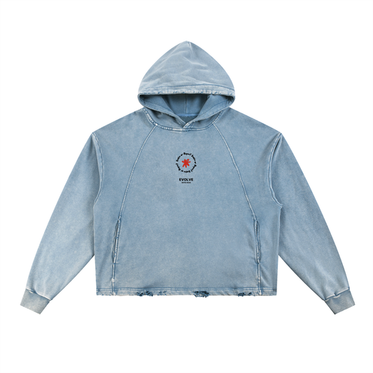 Vintage Frayed-Hem Evolve or Repeat Hoodie