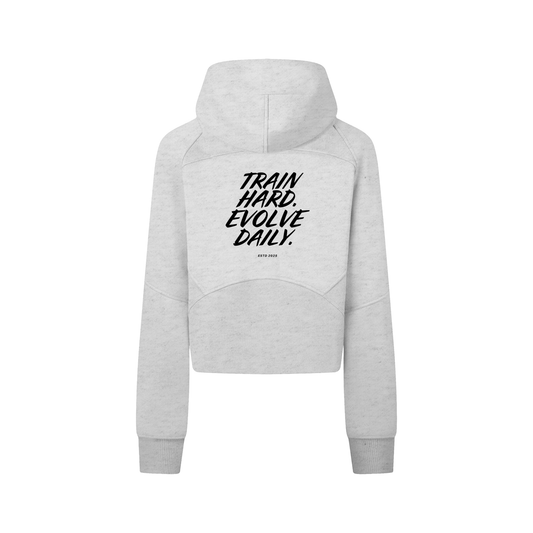 Evolve Daily Cropped Zip Hoodie - Dark Lettered Edition