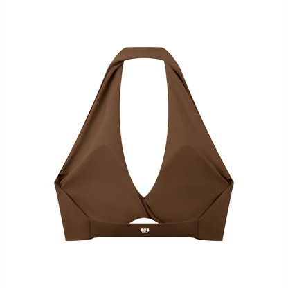 Dark Pleated Halter Sports Bra