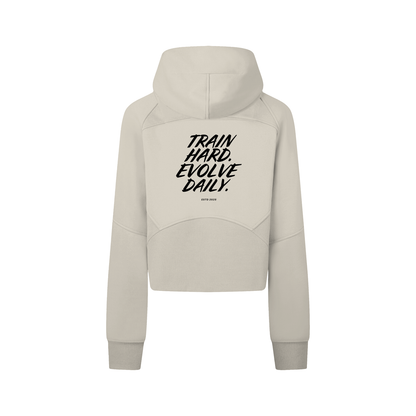 Women's Evolve Daily Cropped Zip Hoodie - Dark Lettered Edition