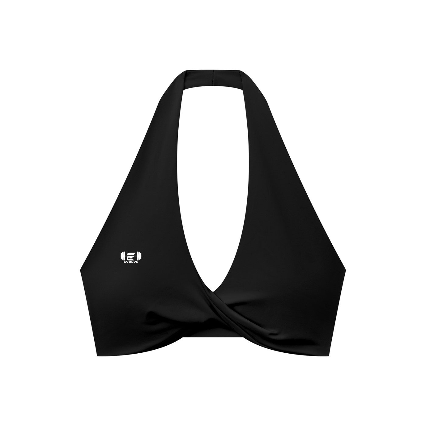 Dark Pleated Halter Sports Bra