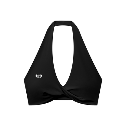 Dark Pleated Halter Sports Bra