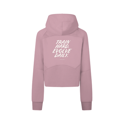 Women's Evolve Daily Cropped Zip Hoodie - White Lettered Edition