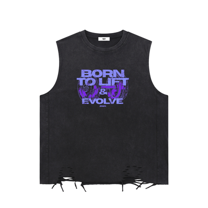 BORN TO LIFT PURPLE MUSCLE TEE