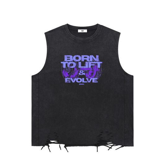 BORN TO LIFT PURPLE MUSCLE TEE