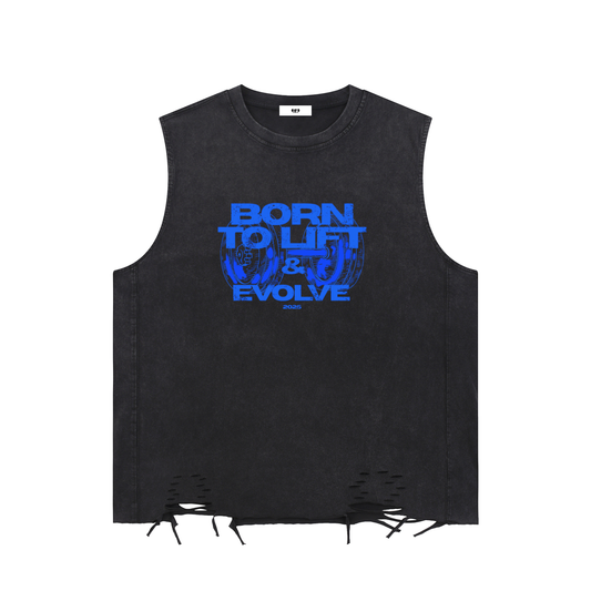 BORN TO LIFT BLUE MUSCLE TEE