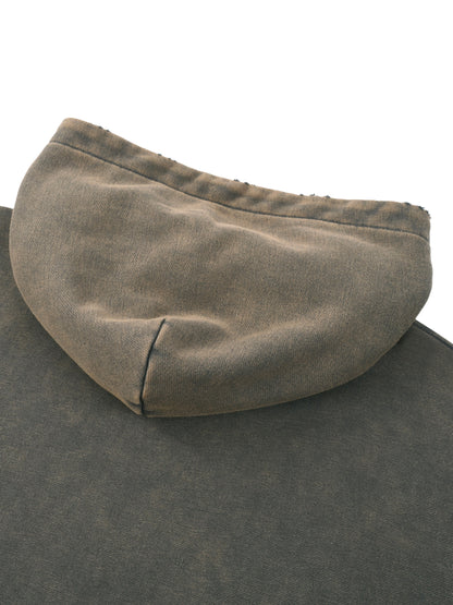 Vintage Frayed-Hem Evolve or Repeat Hoodie